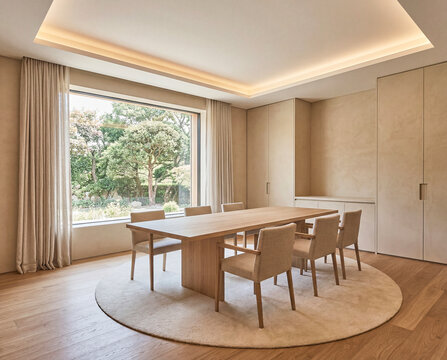 Elegant private dining room with refined hotel interior design
