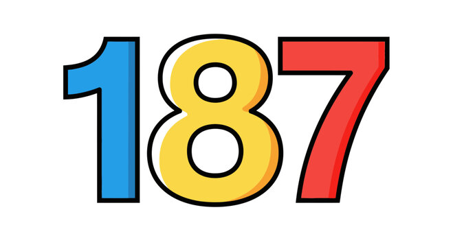 Colorful Number 187 Graphic Illustration