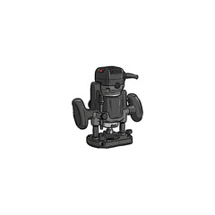 Fototapeta premium Ergonomic Black Plastic Wood Router Featuring Dual Side Grips Depth Adjustment Mechanism Carbon Fiber Base And Visible Power Indicator Vector Illustration