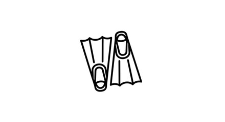 Diving Fins Icon - Simple Outline Vector Art © triyanto