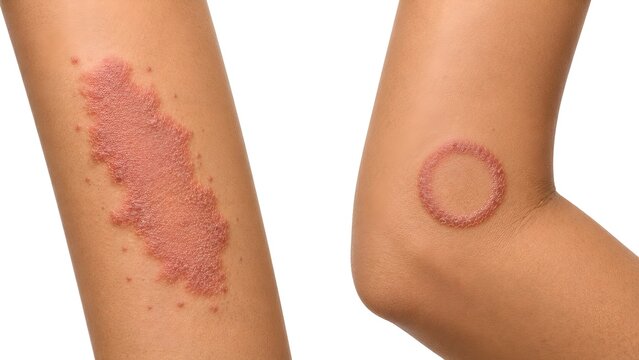 Kadas vs Ringworm Skin Infection Comparison on Human Skin Clinical Dermatology Illustration