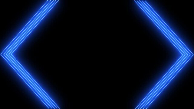 Abstract blue neon lines and blocks for technology web design icon animation on a black background,with 4k video.