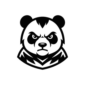 Fierce Panda Mascot Head Logo Design, Black and White