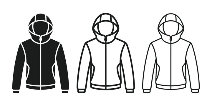 Jacket icon silhouette vector, bold outline and line art isolated illustration