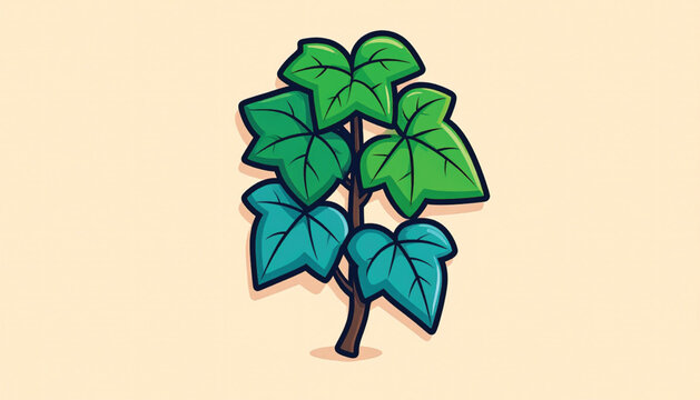 Colorful illustration of green leaves plant.