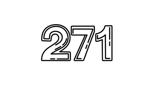 Number 271, stylized font, graphic design element, isolated on white background