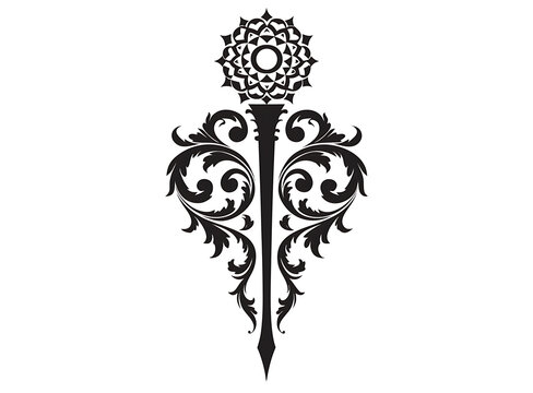 Black floral dagger decorative icon