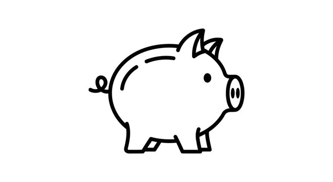Piggy Bank Icon - Simple Line Art for Savings and Finance