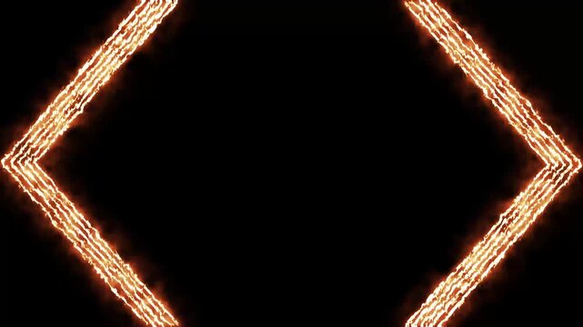 Abstract yellow neon lines and blocks for technology web design icon animation on a black background,with 4k video.
