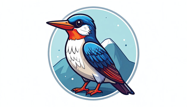 Colorful Kingfisher Bird Profile View.