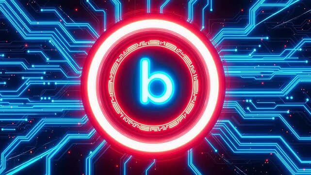 Neon circuit board with letter b