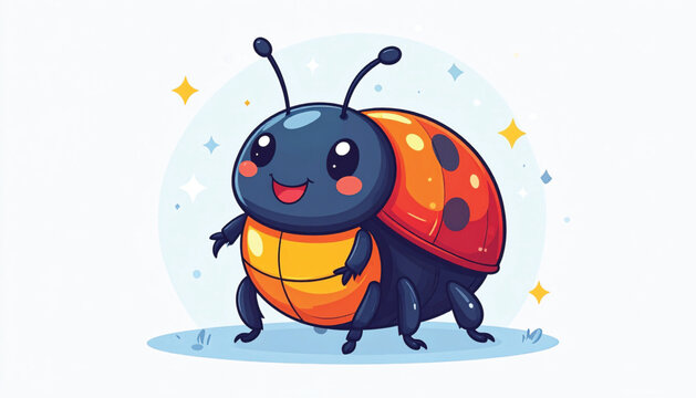 Colorful Ladybug Cartoon Character Smiling.