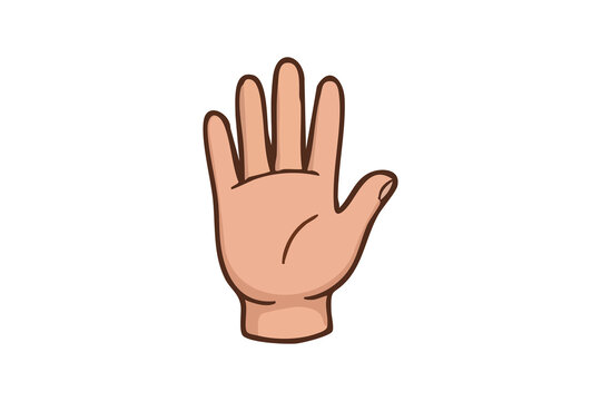Vector illustration of an open hand palm gesture meaning stop or high five on a transparant  background