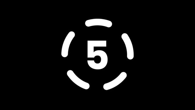 Minimalist Digital 0 to 5 Progress Counter with Circular Loading Bar on Black Background