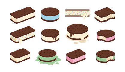 Ice Cream Sandwich Dessert Variety Pack, Ice Cream Sandwich, isolated, transparent, png, suitable for Menu Board and Restaurant Graphics © oy