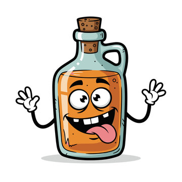 Funny Cartoon Moonshine Jar Character with Face