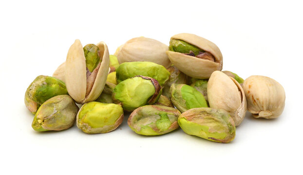 Pistachio nuts. Isolated on a white background.