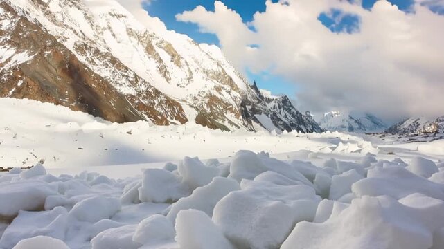 K2 mountain peak, second highest mountain in the world, K2 trek, Pakistan, Asia. Time lapse.