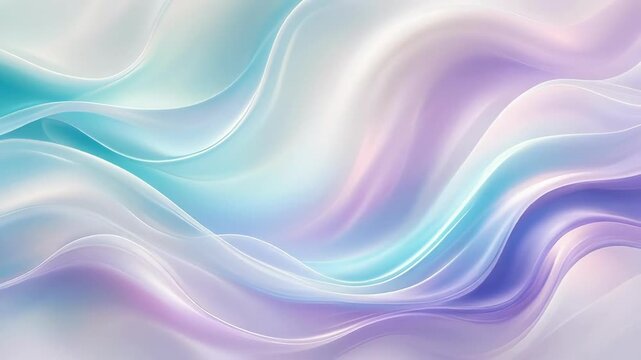 Abstract smooth flowing pastel waves with light blue, purple, and white tones