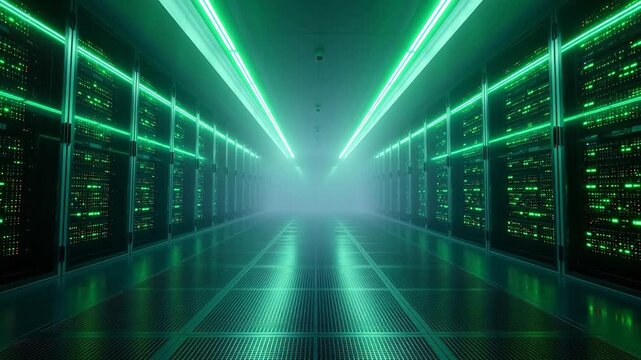 server room with green lights