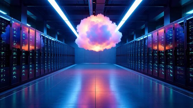 server room with cloud above