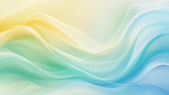 Soft, flowing abstract waves in pastel yellow, green, and blue tones