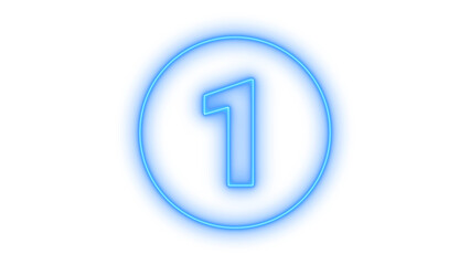 Glowing neon number one circle icon isolated on transparent background. First place. Rank position. Numerical sign. Winner indicator. © mominulim