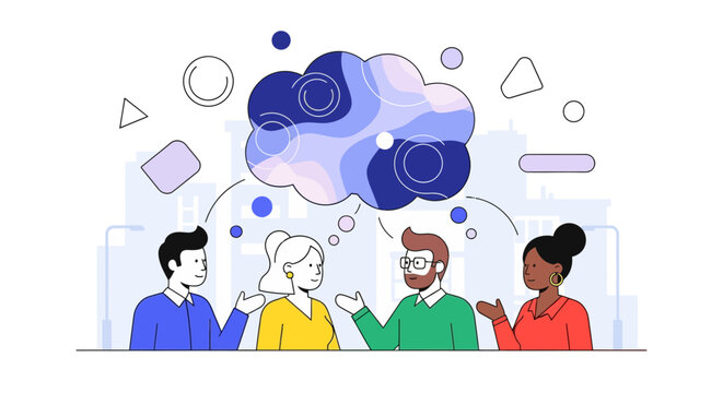 Diverse group of people communicating.