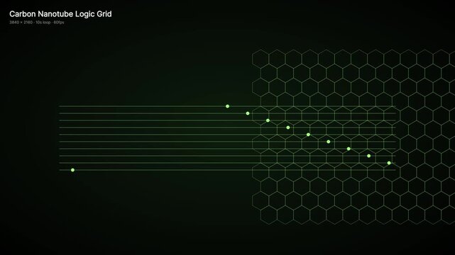 Carbon nanotube logic grid animation: futuristic data flow and molecular structure motion nanotechnology