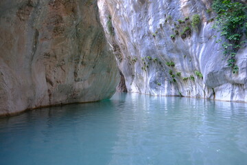 Fototapeta premium Interior view of Göynük Canyon, Antalya, Turkey. Narrow canyon passage inside Göynük Canyon