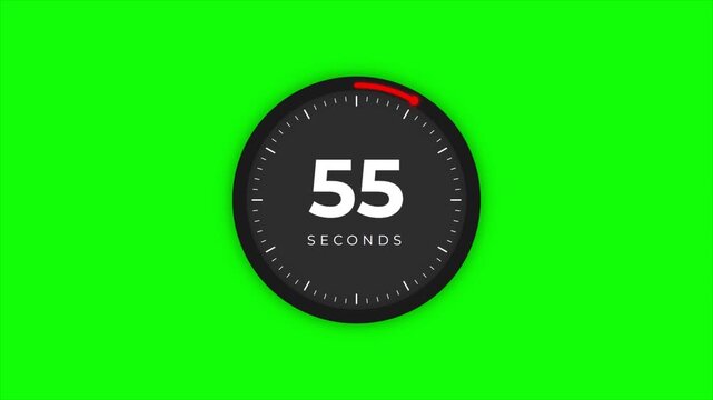 Minute Circular Countdown Timer Red Progress Ring Chroma Key Asset for Compositing 4k video