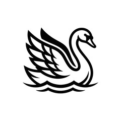 Fototapeta premium Elegant Black Swan Icon, Vector Silhouette on White Background, Water Symbol