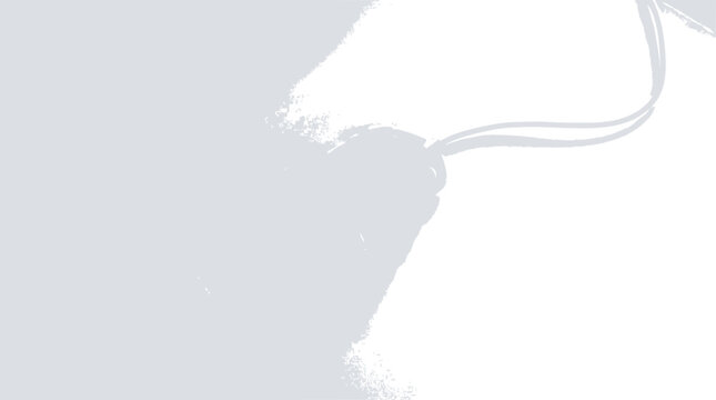 Abstract light gray brush stroke with string on white background, minimalist design