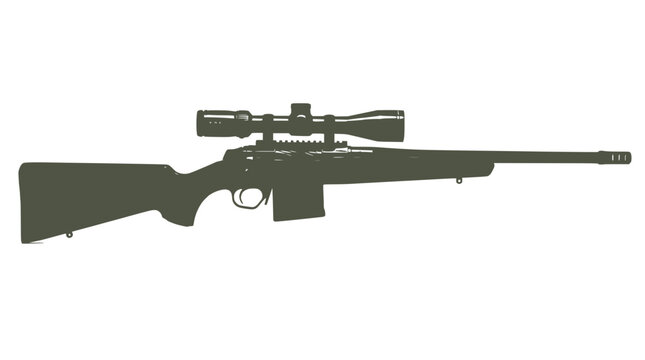 Sniper Rifle with Scope Silhouette - Precision Weaponry