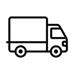 Fototapeta premium Simple Black Outline Icon of a Delivery Truck in Motion Conceptualizing Transportation