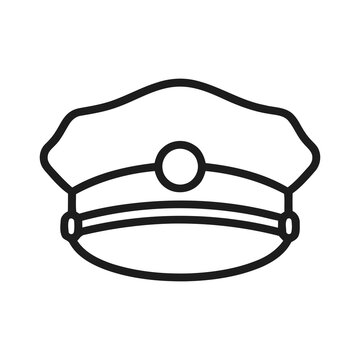 Minimalist Line Art Design of a Classic Police Officer's Hat Cap Icon