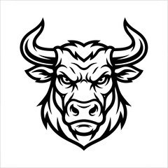 Fototapeta premium Fierce Bull Head Mascot Logo, Aggressive Animal Portrait, Powerful Vector Art