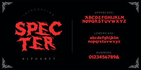 Specter Scary flame fire display font with aggressive jagged horror alphabet © designfourmonths
