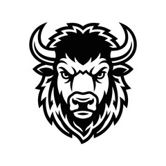 Fototapeta premium Bison Head Icon, Fierce Buffalo Mascot Logo, Vector Illustration