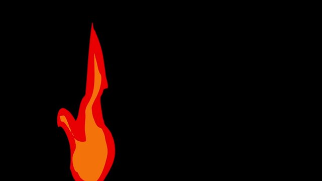 Stylized fire animation elements featuring vibrant orange and red flames for dynamic motion graphics video clip