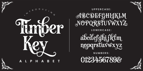 Timber Key decorative vintage fairytale display font with decorative curls and distressed wood texture © fourmonths