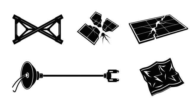 Material stress and structural failure icon set.