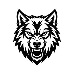 Fototapeta premium Aggressive Wolf Head Emblem, Fierce Predator Face, Wild Animal Mascot Logo