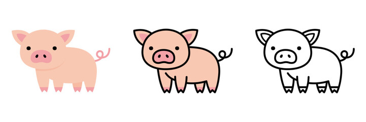 ブタのイラストセット ポップでかわいい動物 © nyaramero