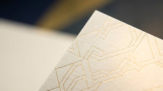 Close up of a patterned surface with intricate geometric lines, suggesting a technological or artistic design. The textured material and precise etchings create a sense of detail and modern aesthetic