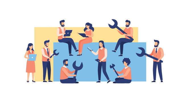 People working with tools.