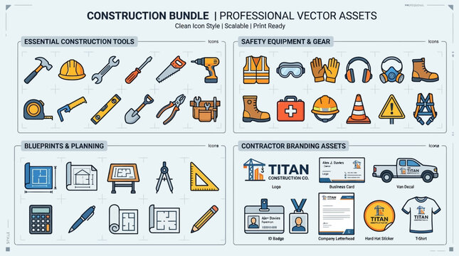 Business infographic icon set vector illustration, web design template with charts, graphs, symbols, medical and information icons, website layout banners cards buttons internet computer UI