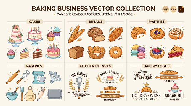 Vintage vector illustration set of food and drink icons for restaurant menu design including fish burger coffee drink symbols labels frames retro business elements collection