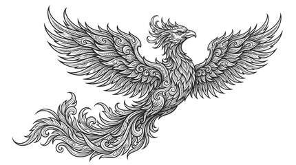 Fototapeta premium Majestic phoenix bird with intricate ornamental wing patterns