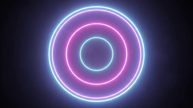 Glowing neon blue circle ring with a small purple center